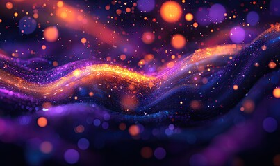 Wall Mural - Abstract digital background with colorful glowing dots and waves, representing the concept of artificial intelligence technology or music waves