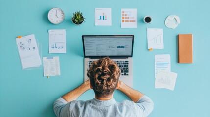 Poster - Modern Remote Work Setup Young Professional Analyzing Data on Dual Monitors