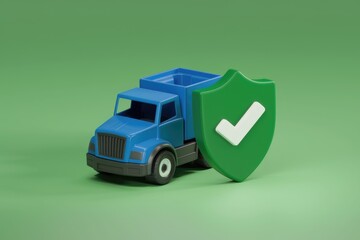 Aufkleber - Secure delivery concept with a blue truck and a green checkmark shield.