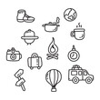© Bara Shofiyan  - camping icon set over white background, line style, vector illustration