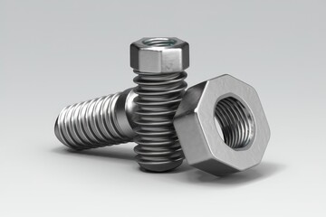 Poster - Close-up of a metallic bolt and nut, showcasing intricate details and textures.