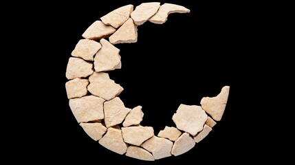 Poster - Artistic moon crescent made of stone isolated background creative conceptual design