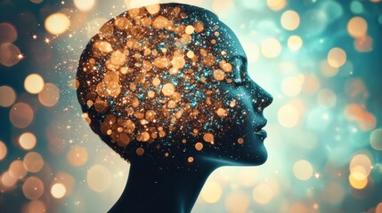 Aufkleber - Creative visualization of human consciousness in abstract bokeh style digital art concept