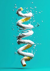 Poster - Dynamic swirl of paint abstract art contemporary studio vibrant environment aerial view