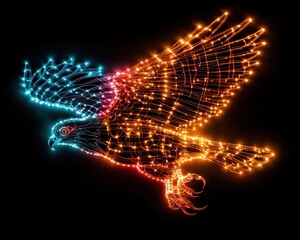Poster - Illuminated bird in flight digital art night scene creative concept stunning view