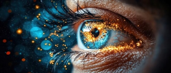 Aufkleber - Exploring the cosmic eyea close-up view of sparkling vision in a digital realm