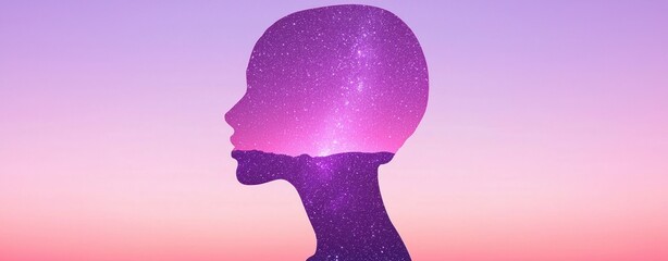 Aufkleber - The silhouette of Exploring cosmic consciousness through abstract human silhouettes in digital art