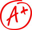 © N2 - Exam score grade result A plus, hand drawn doodle test grade A plus