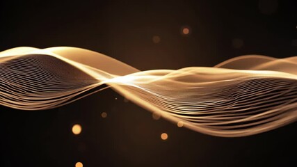 Poster - Elegant golden waves dance gracefully through a serene space, creating a mesmerizing visual symphony of light and movement. Generative AI