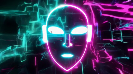 Poster - Experience the vibrant fusion of colors and technology in this electrifying light display showcasing a futuristic figure. Generative AI