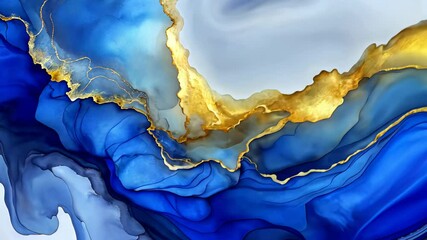 Poster - Beautiful abstract art blending hues of blue and gold in a mesmerizing display of creativity and elegance. Generative AI