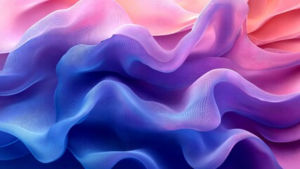 Poster - Captivating waves of color create a mesmerizing textile art experience in serene hues of pink and blue. Generative AI