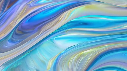 Poster - Vibrant swirls of blue and gold create a stunning abstract artwork inspired by nature's serene beauty. Generative AI