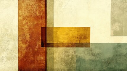 Poster - Abstract Grunge Shapes with Textures in Earthy Tones and Colors
