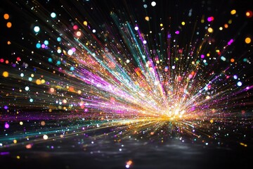 Poster - Explosive light beams radiating in vibrant colors