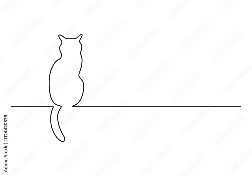 Continuous one line drawing of cat. Cat single line art vector ...