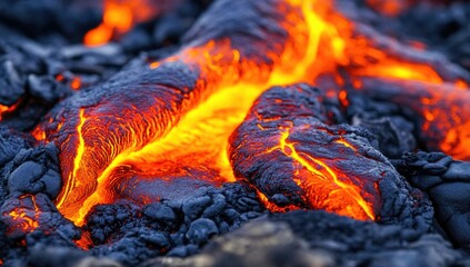 Wall Mural - Hot lava magma volcanic eruption background wallpaper