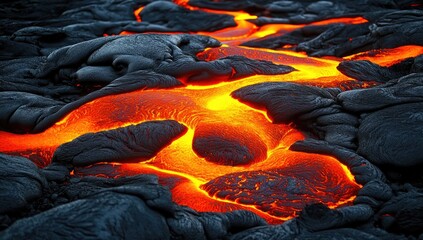 Wall Mural - Hot lava magma volcanic eruption background wallpaper