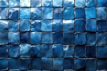 Poster - Minimalist Blue Tile Texture Surface Pattern for Bathroom Wall and Floor