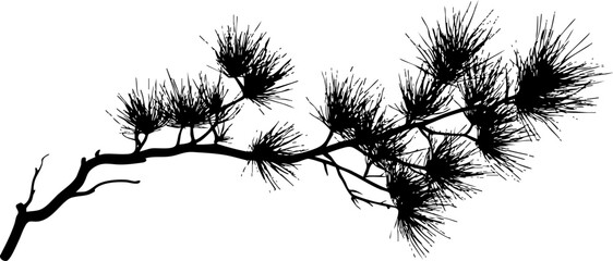 A detailed silhouette of a branch with leaves, perfect for nature-themed designs and illustrations.