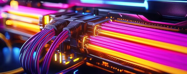 Aufkleber - Colorful Fiber Optic Cables in Modern Technology Setup