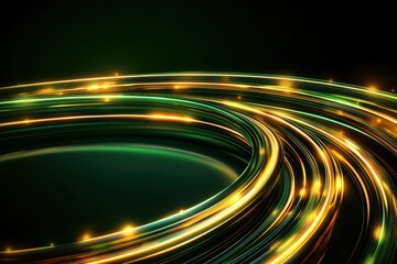 Poster - Abstract light trails with glowing elements on a dark background