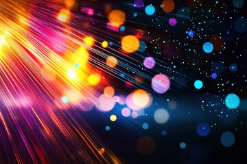 Poster - Abstract Light Rays and Colorful Bokeh Background for Design Use