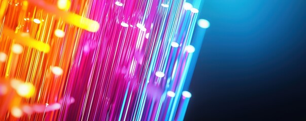 Poster - Vibrant Abstract Light Streaks in Vivid Colors on Dark Background