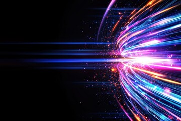 Poster - Colorful Light Trails on a Dark Background Creating Dynamic Effects