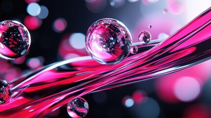 Aufkleber - Abstract Colorful Water Drops and Fluid Motion on Dark Background