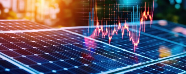 Poster - Solar Panels with Data Visualization Representing Energy Trends