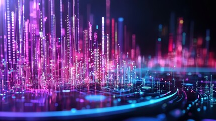 Poster - Abstract Colorful Data Visualization with Neon Lights and Patterns