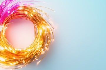 Poster - Glowing Fiber Lights in Circular Shape with Colorful Background