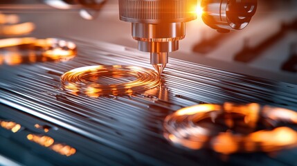 Aufkleber - Precision Laser Cutting Process in a Modern Manufacturing Setup
