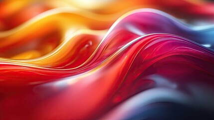 Poster - Colorful waves of abstract fluid design create a mesmerizing visual experience at dusk in a vibrant setting