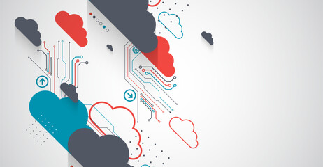 Leinwandbilder - Cloud storage technology. Integrated digital web concept background.