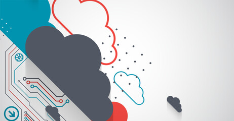 Leinwandbilder - Cloud storage technology. Integrated digital web concept background.