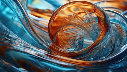 Wall Mural -  Abstract Swirling glass Wave 