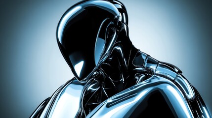 Poster - Futuristic humanoid robot with a sleek chrome finish 