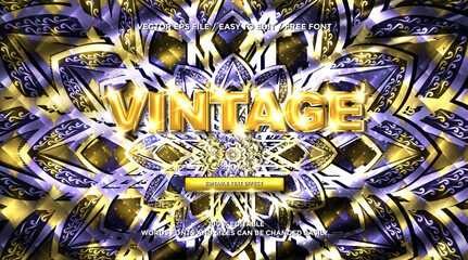 Poster - 3D rendering Vintage gold text effect animation