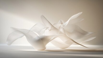 Poster - Abstract translucent sculpture with flowing forms and light