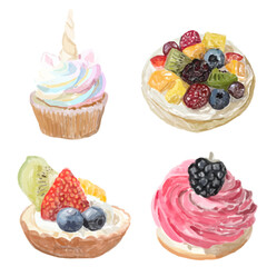 Canvas Print - Colorful desserts png sticker drawing illustration set