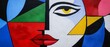 © felix_brönnimann - Vibrant Abstract Portrait Art: Colorful Geometric Face Painting with Bold Shapes and Expressive Features for Modern Decor