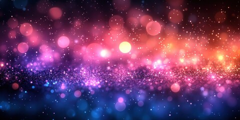 Poster - abstract bokeh glitter background with sparkling sequin lights in purple and teal for party celebration and holiday decoration