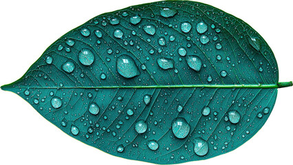 Wall Mural - Close-up of a green leaf with water droplets