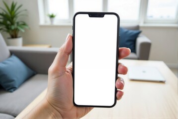 Poster - A person holds a cell phone with a white screen in hand