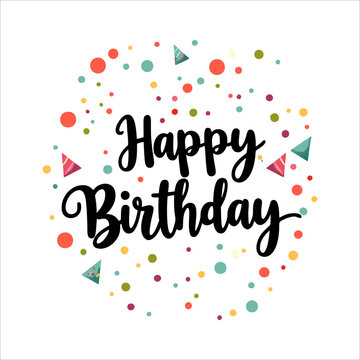 Birthday greeting card design with colorful ellipse in various shapes and sizes on light background
