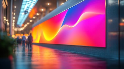 Poster - Vibrant digital display in a modern urban setting.