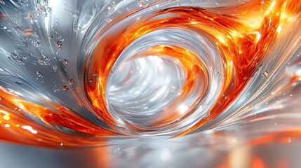 Poster - Swirling orange and silver abstract design creates a dynamic and vibrant visual effect in modern art