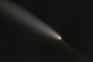 Wall Mural - real photo of comet c/2023 a3 (tsuchinshan-atlas). dark background. soft focus.